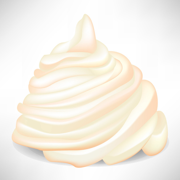 swirl of simple whipped cream isolated - Vector, Image