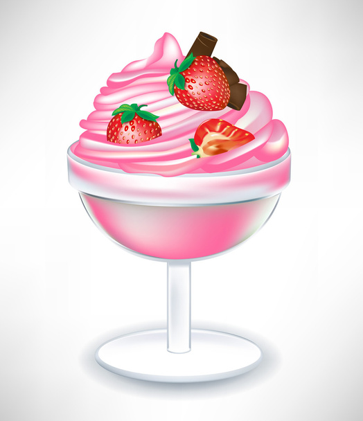 Strawberry ijs in glas geïsoleerd - Vector, afbeelding