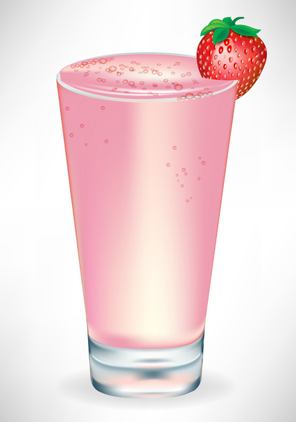 glass with strawberry milkshake - Vector, Image