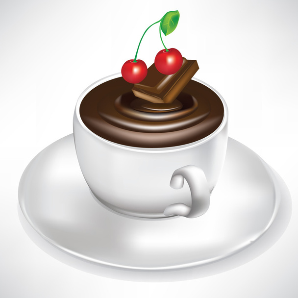 taza de chocolate caliente con sabor a cereza
 - Vector, imagen