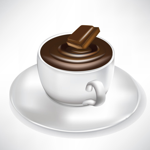 taza de chocolate caliente con trozo de chocolate
 - Vector, imagen