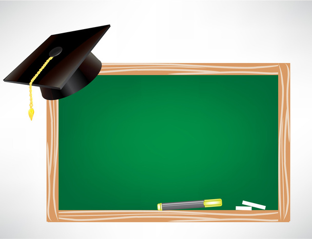 graduation cap and chalk board isolated - Vector, Image
