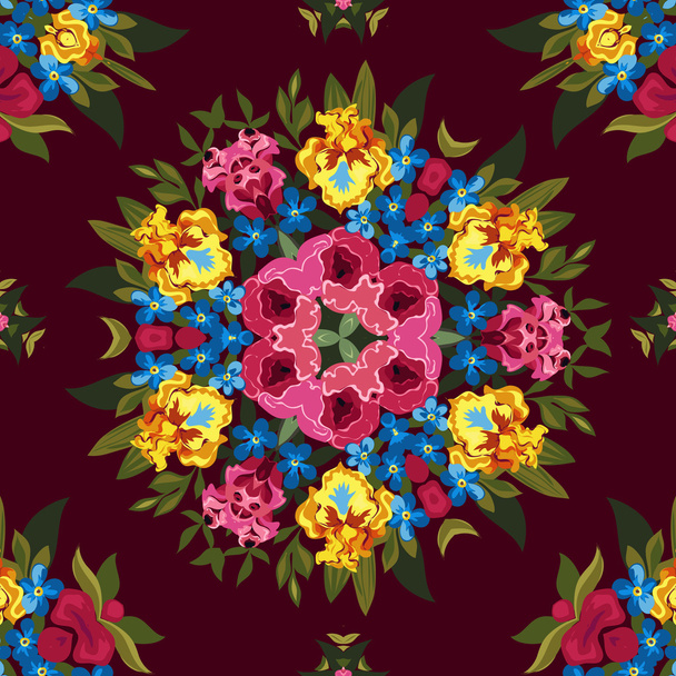 抽象的な自由奔放に生きる花パターン背景 - ベクター画像