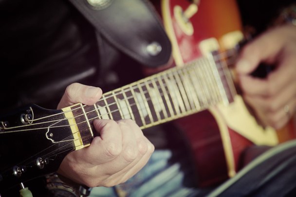 guitar player in vintage tone - Photo, Image