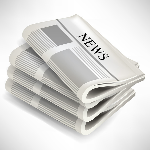 τέσσερις εφημερίδα σωρό απομονωθεί σε λευκό - Διάνυσμα, εικόνα