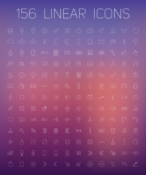 Conjunto de iconos lineales sobre un fondo borroso
 - Vector, imagen