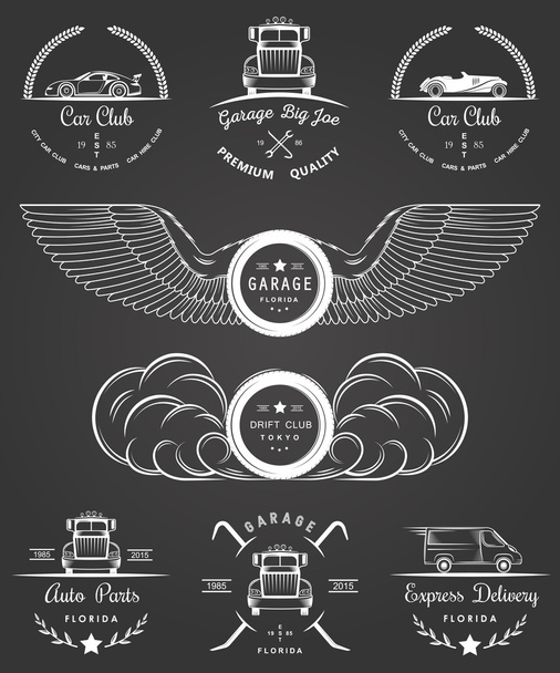 Wzór odznaki samochodu klub i garaż - Wektor, obraz