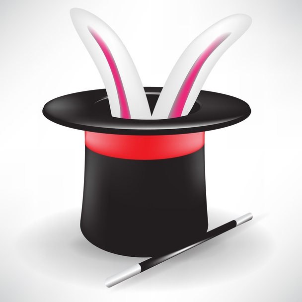 кролик в чарівному капелюсі з паличкою
 - Вектор, зображення
