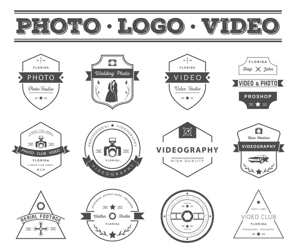Conjunto vectorial de insignias Fotografía y Videografía
 - Vector, imagen