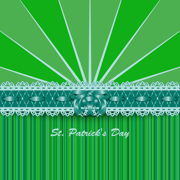 Saint Patricks Day design with lacy green ribbon and bow. - Vector, imagen
