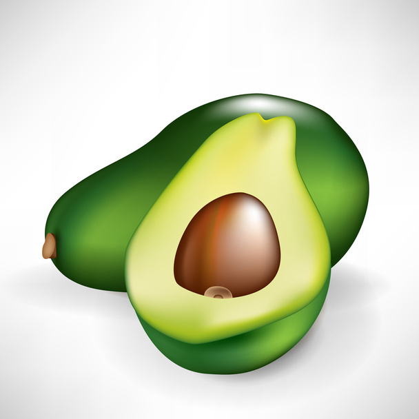 de helft van de avocado en hele fruit geïsoleerd - Vector, afbeelding