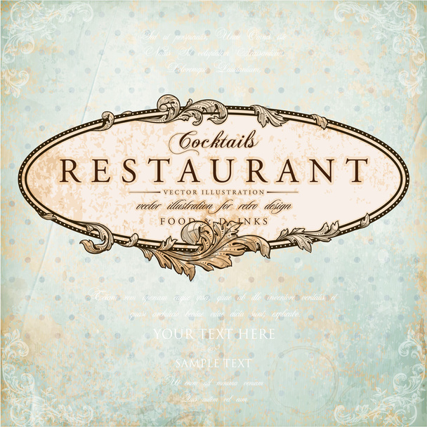 Restaurant Label Design - Vector, afbeelding
