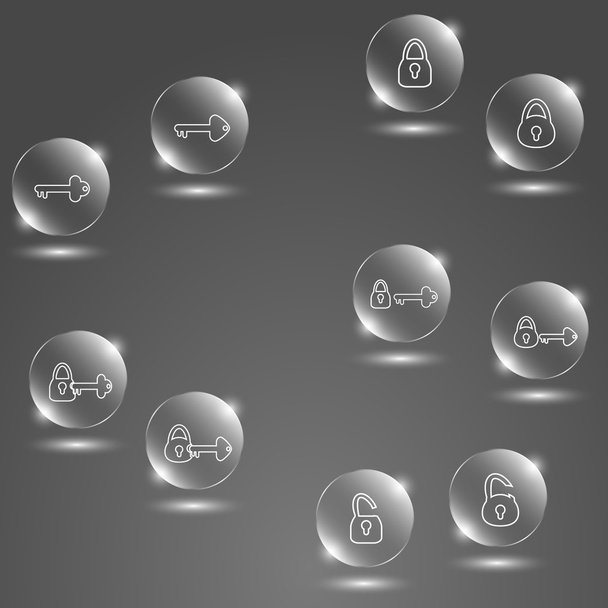 skla tlačítko klíče a zámku - Vektor, obrázek