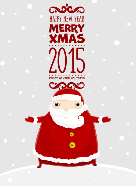 Santa Claus with Merry Christmas Label - Vector, imagen
