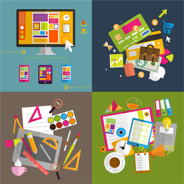 Tablet PC, Web and Apps icons. - Vector, Imagen