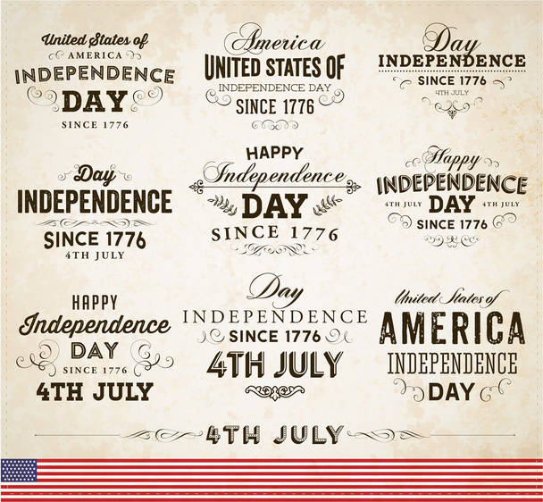 Set of Independence Day Labels - Vector, Image