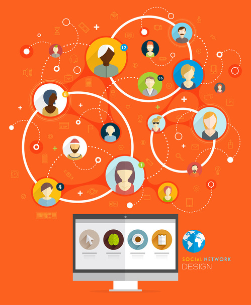 Social Network  Concept - Vector, Imagen