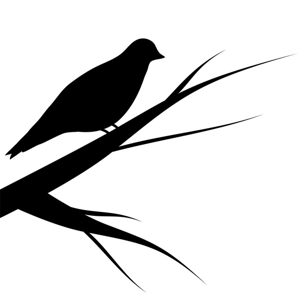 pták sedí na stromě silueta - Vektor, obrázek