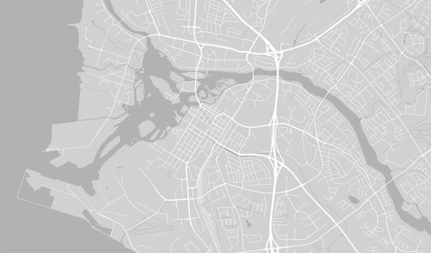 Antecedentes Oulu mapa, Finlandia, cartel blanco y gris claro de la ciudad. Mapa vectorial con carreteras y agua. Proporción de pantalla ancha, hoja de ruta digital de diseño plano. - Vector, Imagen