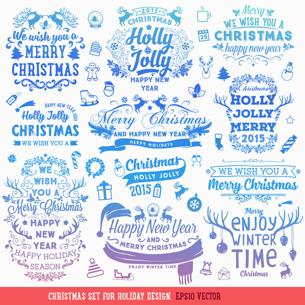 Hand Drawn Christmas Labels and Elements - Vector, afbeelding