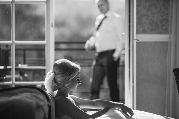 blonde bride with her groom - Photo, image