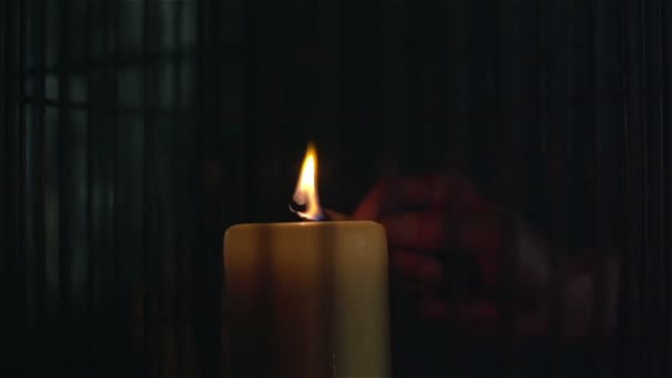 Lighting a candle with match in slow motion - Footage, Video