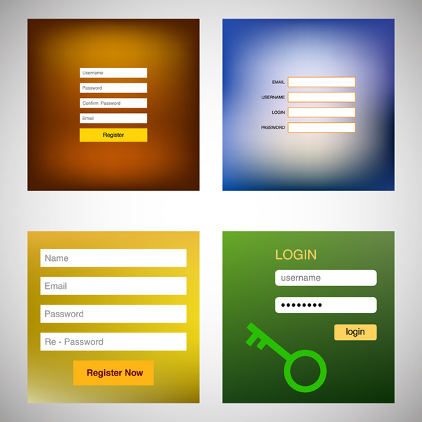 Illustration with set of registration form - Vector, imagen