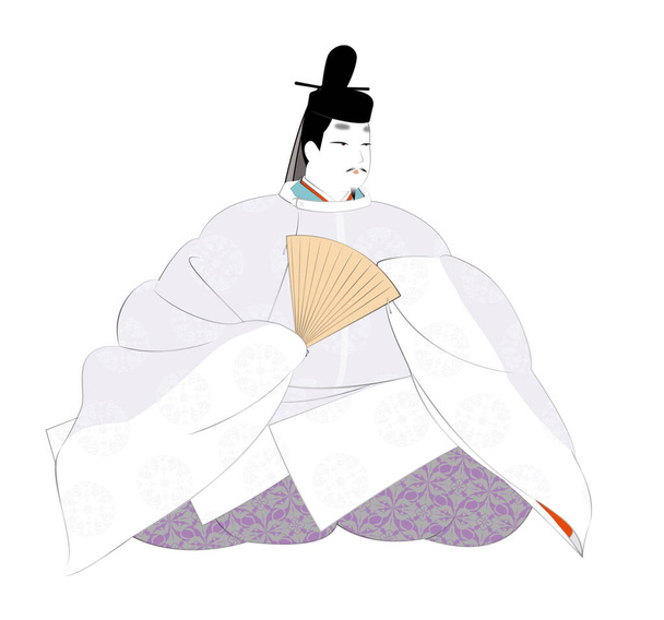 Egy kimonós férfi (noushi), a japán arisztokraták klasszikus jelmeze. Heian korabeli kép illusztráció - Fotó, kép