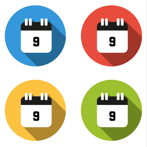 Коллекция из 4 изолированных плоских кнопок (иконок) для номера 9
 - Вектор,изображение