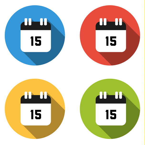 Colección de 4 botones planos aislados (iconos) para el número 15
 - Vector, Imagen
