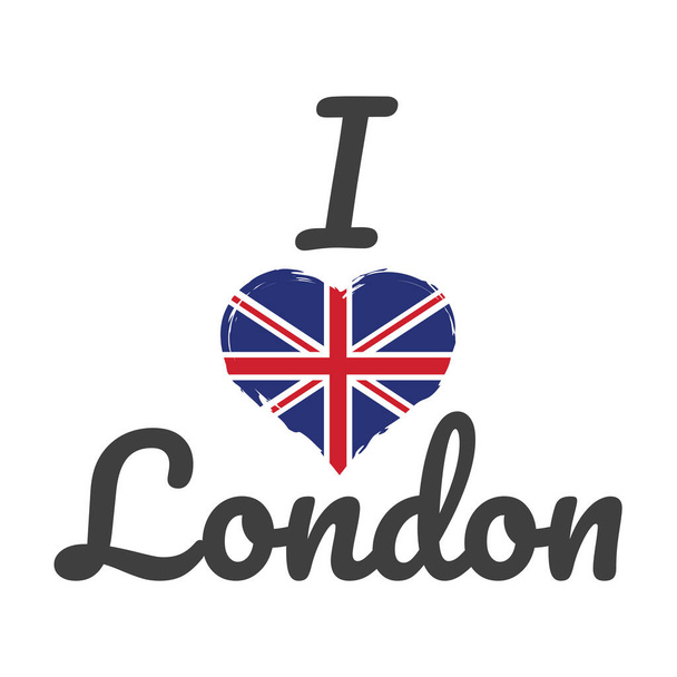 J'adore Londres avec le slogan drapeau britannique. Conception pour t-shirt lettrage vectoriel. - Vecteur, image