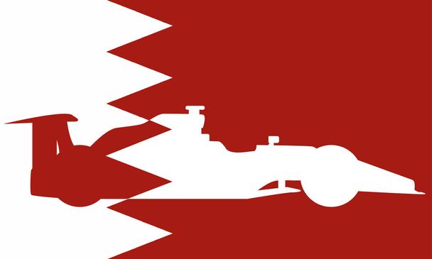 a generic racee car car set into the Bahrain country flag as a background - Vector, Image