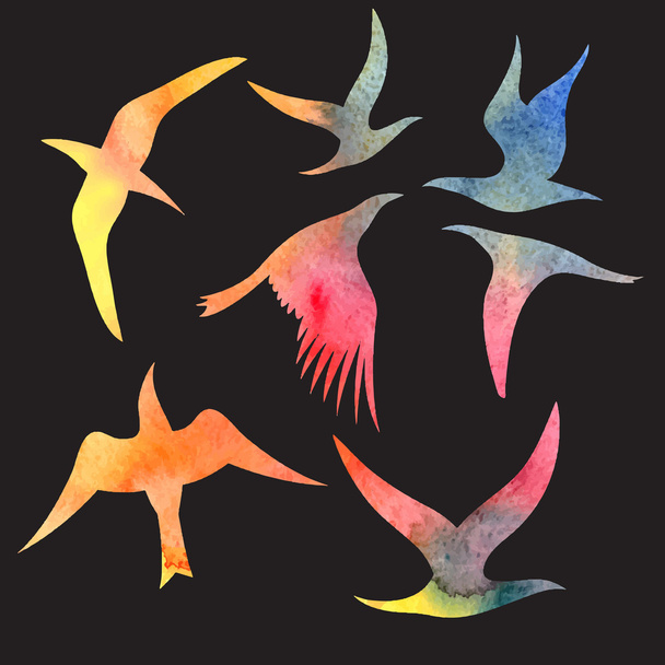 Watercolor set bird - Vettoriali, immagini