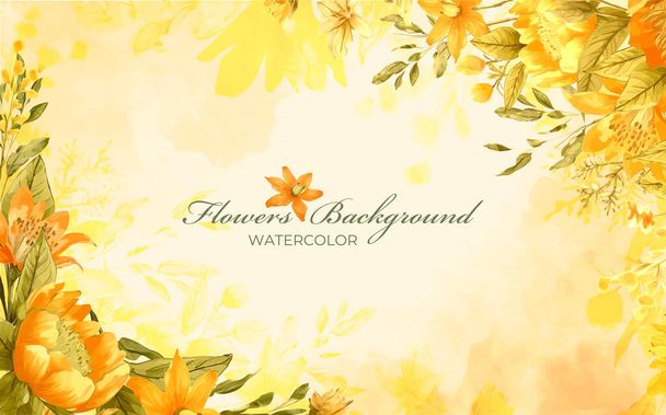 Letní divoké květiny a botanické listy pozadí s akvarelem - Vektor, obrázek