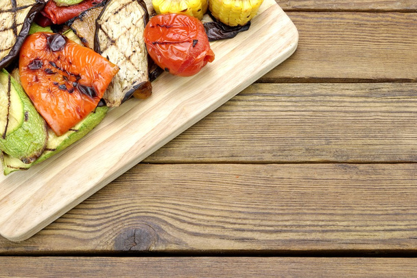 Grilled Vegetables On The Wood Background - Photo, Image