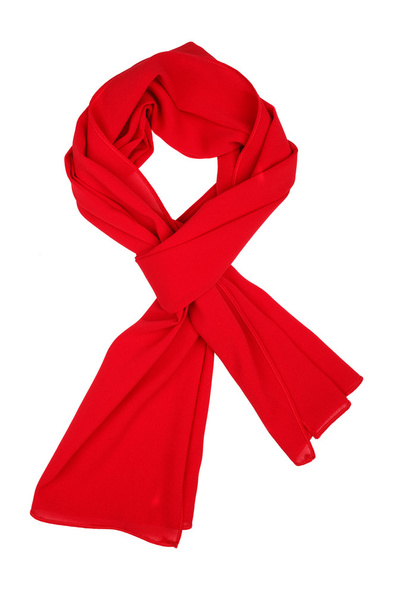 Bufanda de seda. Bufanda de seda roja aislada sobre fondo blanco
 - Foto, Imagen
