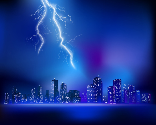 Vihar a város felett. Vektoros illusztráció - Vektor, kép