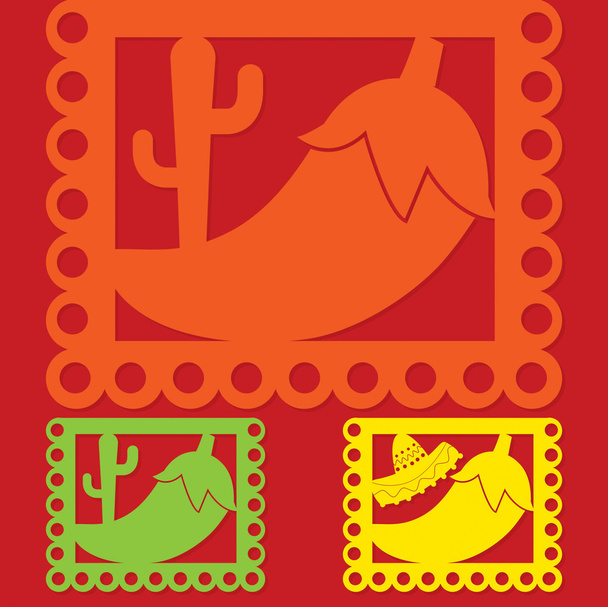 Mexican 'papel picado' (Paper flag decoration) set in vector for - Vector, Imagen