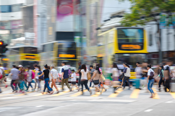 Pedestres em Business District de Hong Kong
 - Foto, Imagem