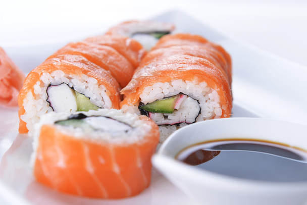 Sushi with salmon and avocado - Foto, imagen