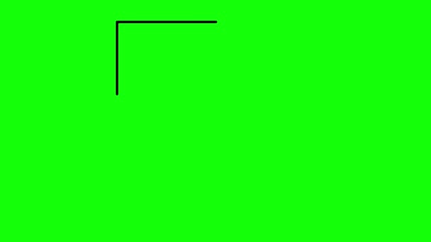 animación de vídeo forma cuadrada plano dibujo contorno, sobre un fondo clave croma verde - Metraje, vídeo