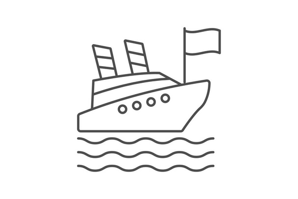 Cruise icoon, cruises, cruiseschip, cruiseschepen, cruise liner thinline icoon, bewerkbare vector icoon, pixel perfect, illustrator ai bestand - Vector, afbeelding