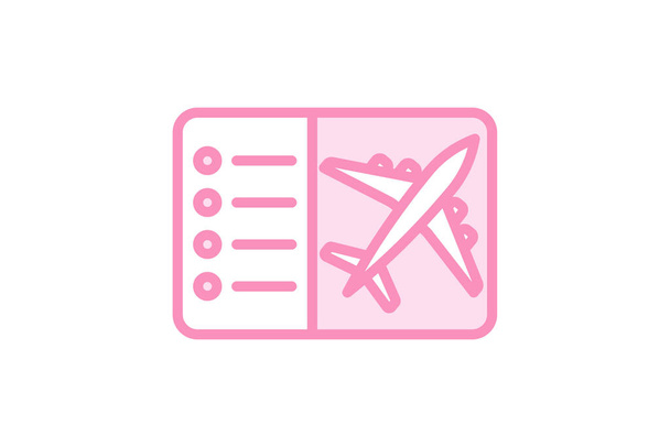 Icono de vuelos, billetes de avión, viajes aéreos, reserva de vuelos, reservas de vuelos icono de línea duotone, icono de vector editable, pixel perfect, illustrator ai file - Vector, imagen