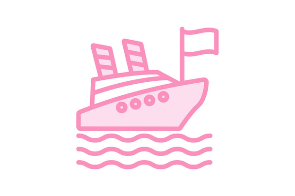 Cruise icoon, cruises, cruiseschip, cruiseschepen, cruise liner duotone lijn icoon, bewerkbare vector icoon, pixel perfect, illustrator ai bestand - Vector, afbeelding