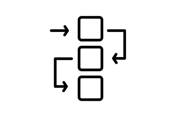 Icona del diagramma di flusso, diagrammi di flusso, diagrammi di flusso, icona della linea di flusso del processo, icona vettoriale modificabile, pixel perfetto, illustratore ai file - Vettoriali, immagini