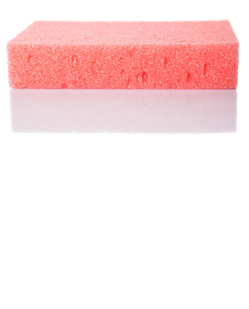 Red dish washing sponge over white background - Photo, Image