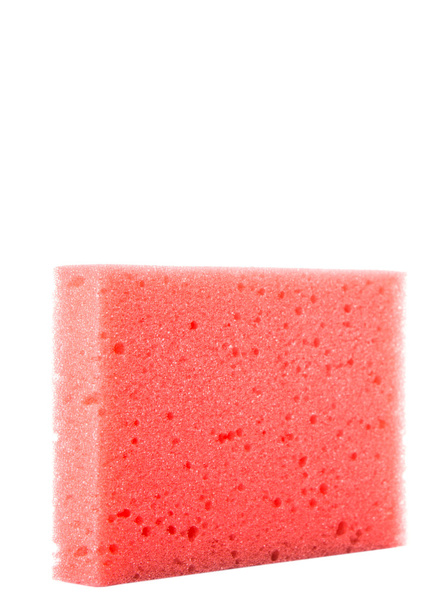 Czerwony danie mycie gąbką - Zdjęcie, obraz