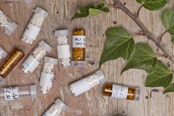 bottles with homeopathy globules - Photo, Image