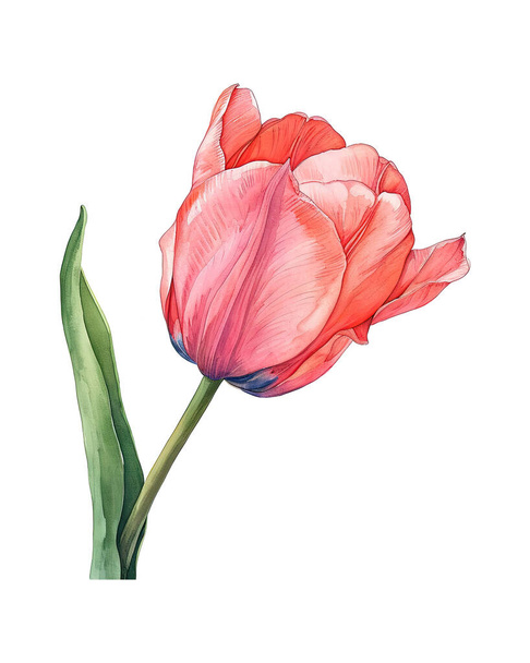 tulipán, akvarel květiny, akvarel ilustrace - Fotografie, Obrázek