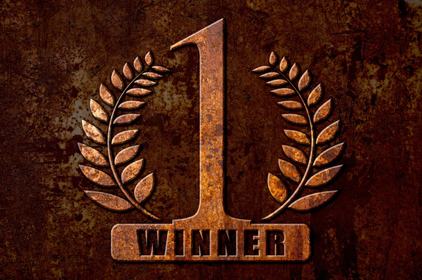 Number 1 winner concept on metal rust background - Photo, Image